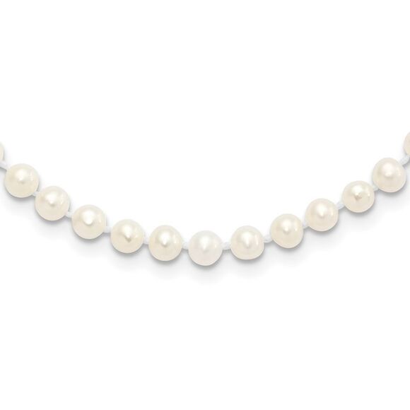 Kazi Luxury Sterling Silver Rhodium 4-5mm White FWC Pearl Necklace